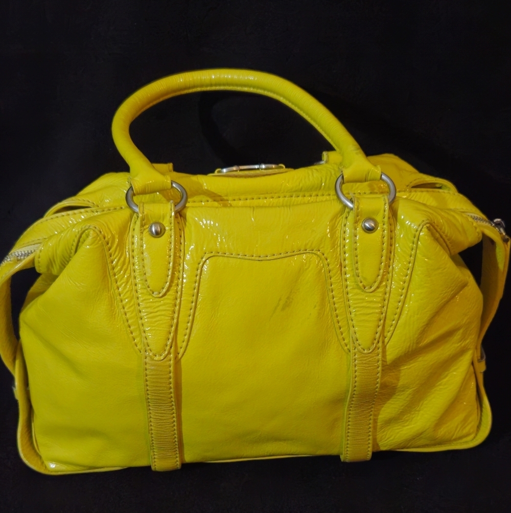 Michael Kors Mustard Yellow Patent Leather Satchel Bag - Picture 2 of 15